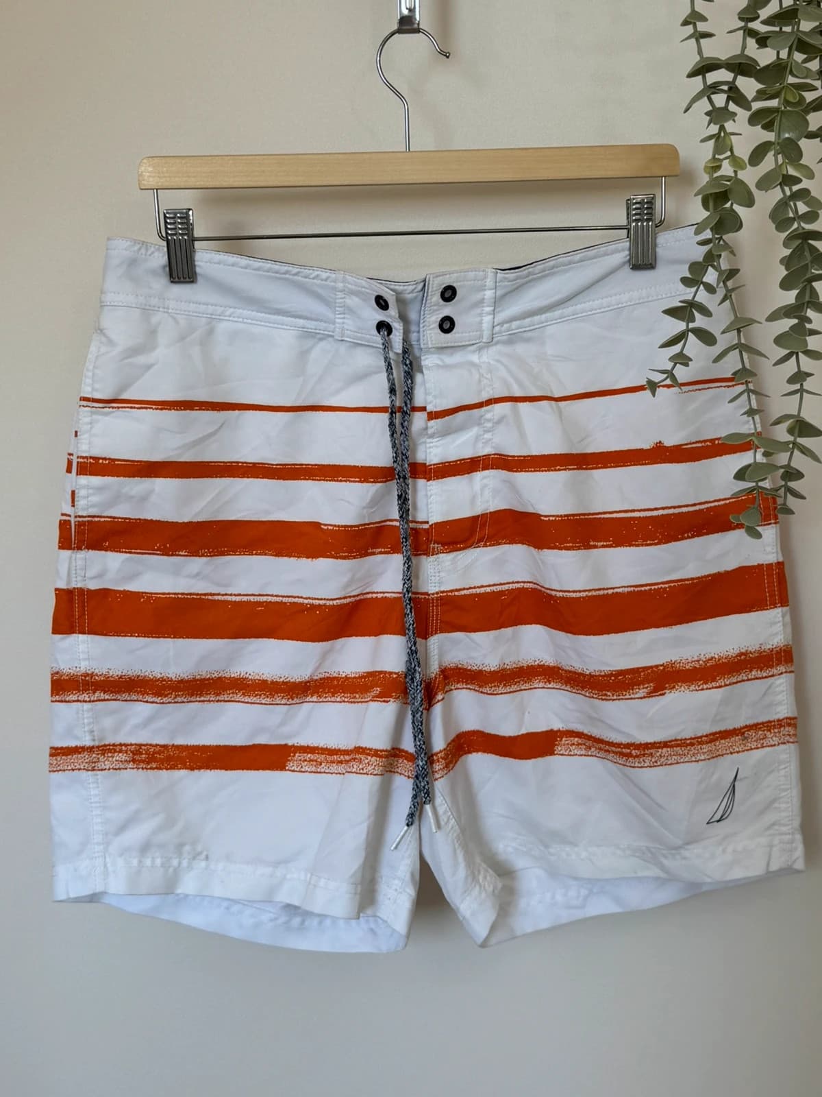 Short de bain Nautica blanc rayé orange taille L - PP2603210 - Photo 2/9