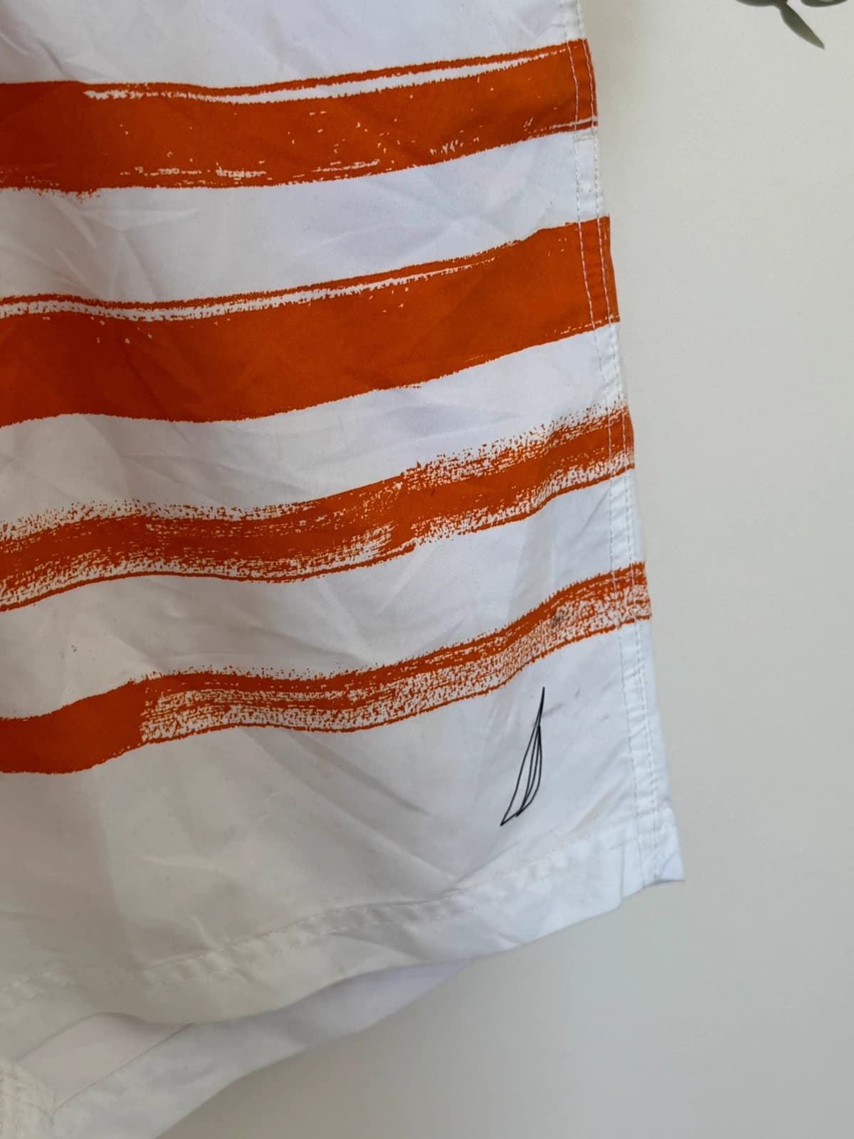 Short de bain Nautica blanc rayé orange taille L - PP2603210 - Photo 3/9