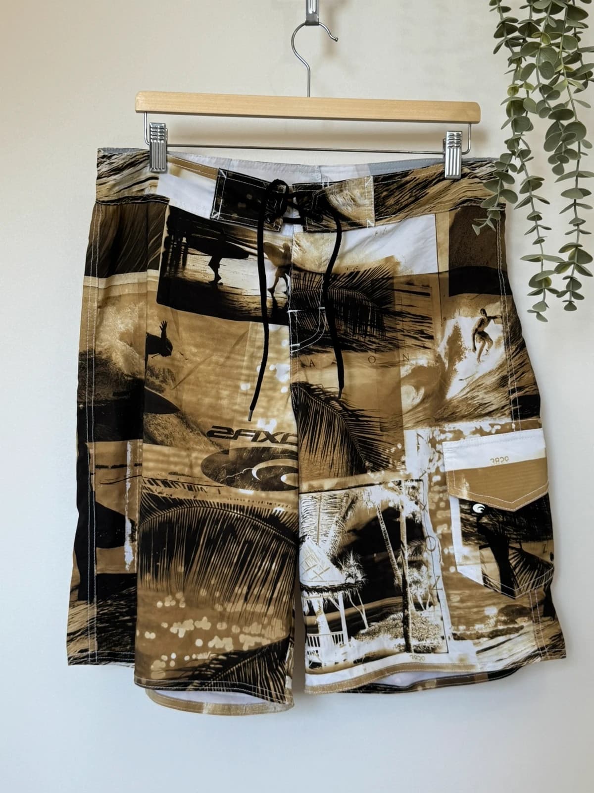 Short de bain surf imprimé beige noir taille L - PP2603239 - Photo 2/8