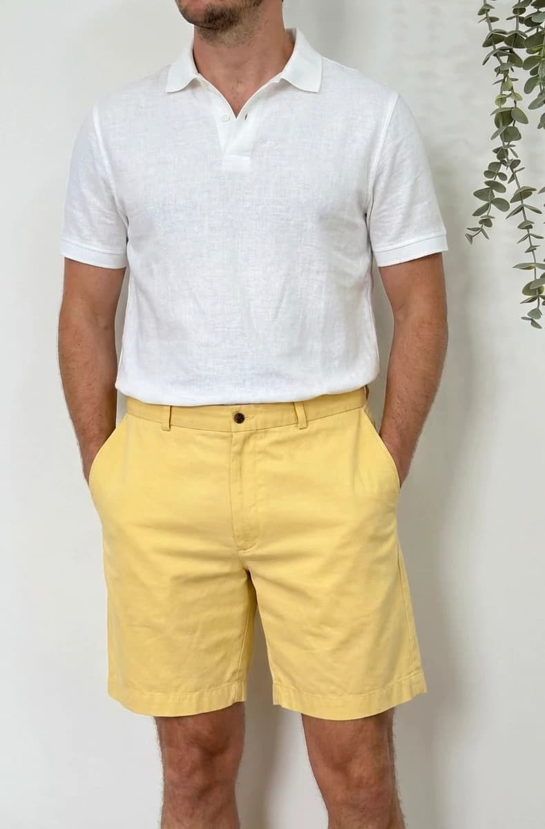 Short chino Brooks Brothers 346 jaune pâle taille W35/L - PP2603127 - Photo 1/9