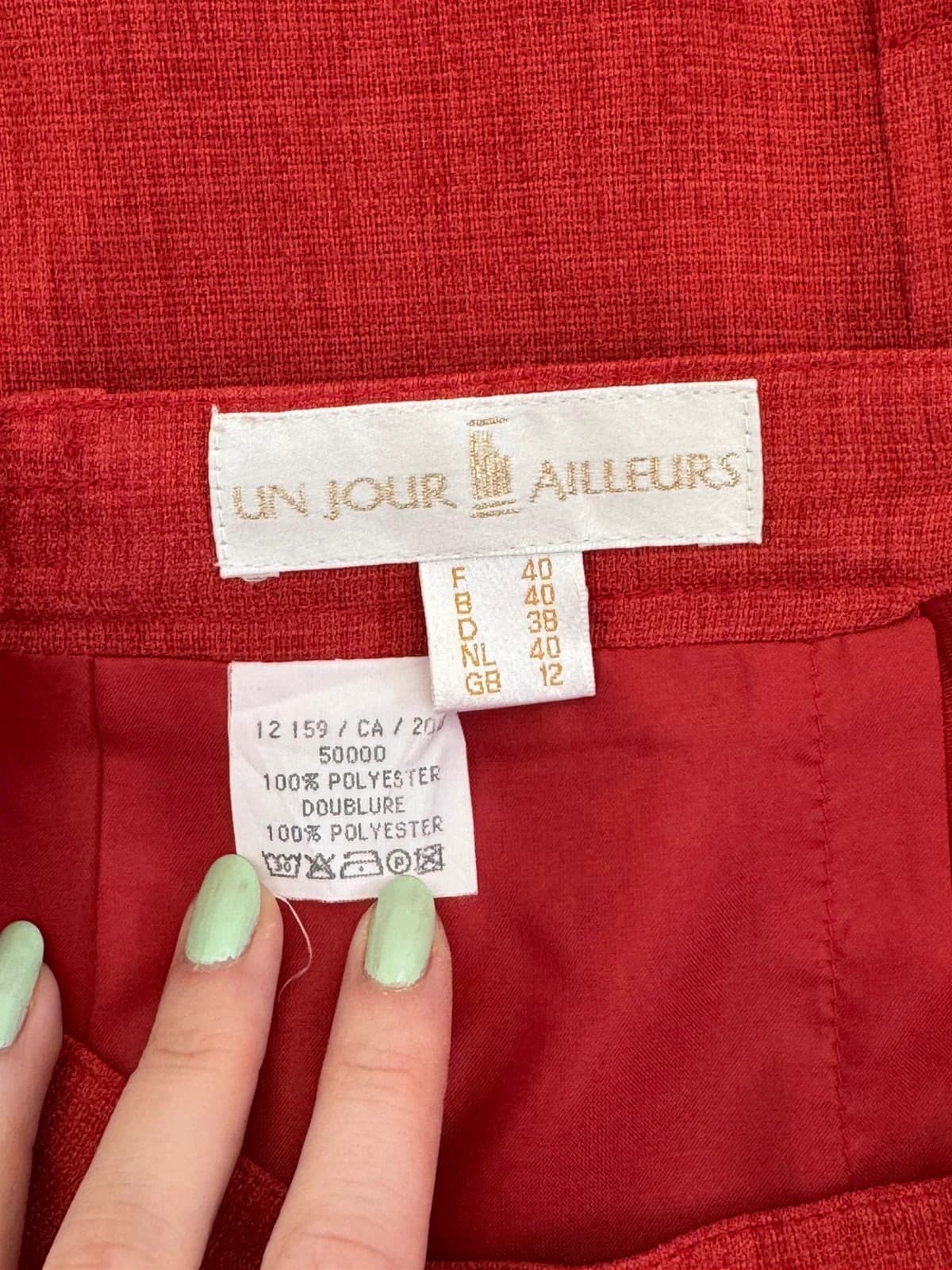Ensemble tailleur haut jupe Un Jour Ailleurs rouge taille 40 - Photo 11/13