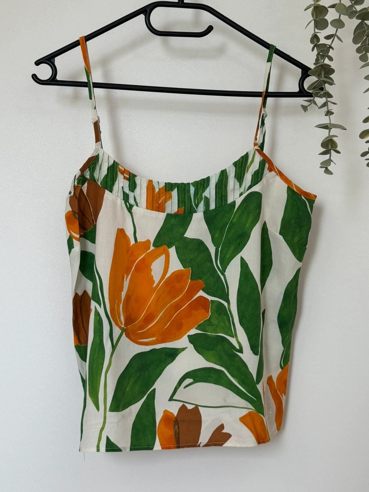 Top caraco Salsa Jeans floral vert orange bretelles réglables taille S - Photo 2/8