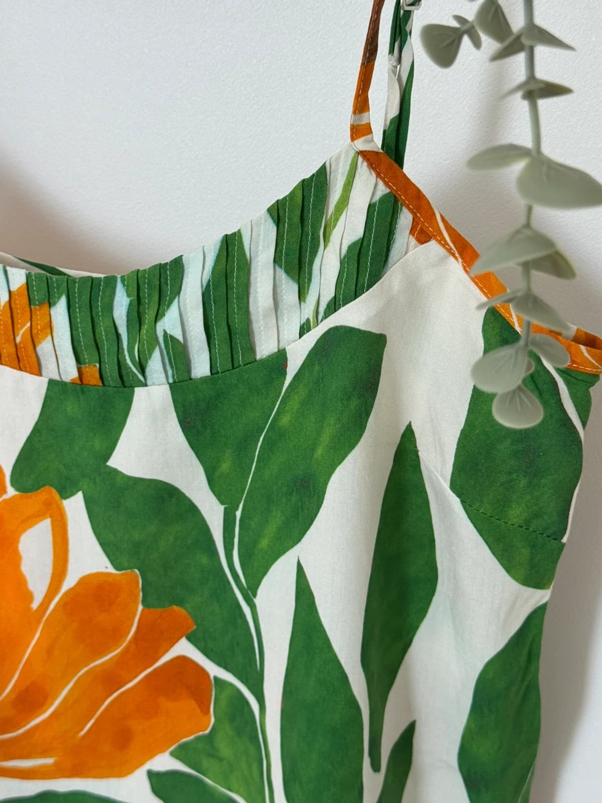 Top caraco Salsa Jeans floral vert orange bretelles réglables taille S - Photo 3/8