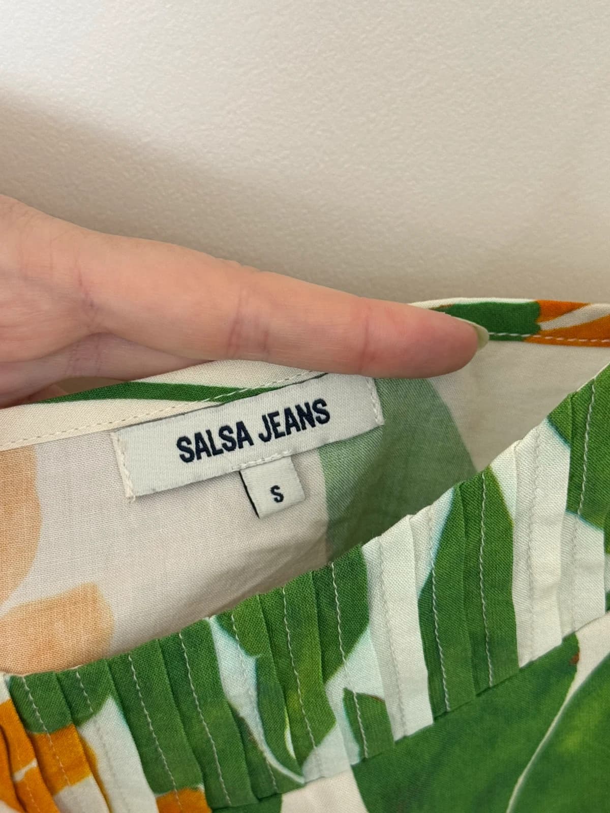 Top caraco Salsa Jeans floral vert orange bretelles réglables taille S - Photo 5/8
