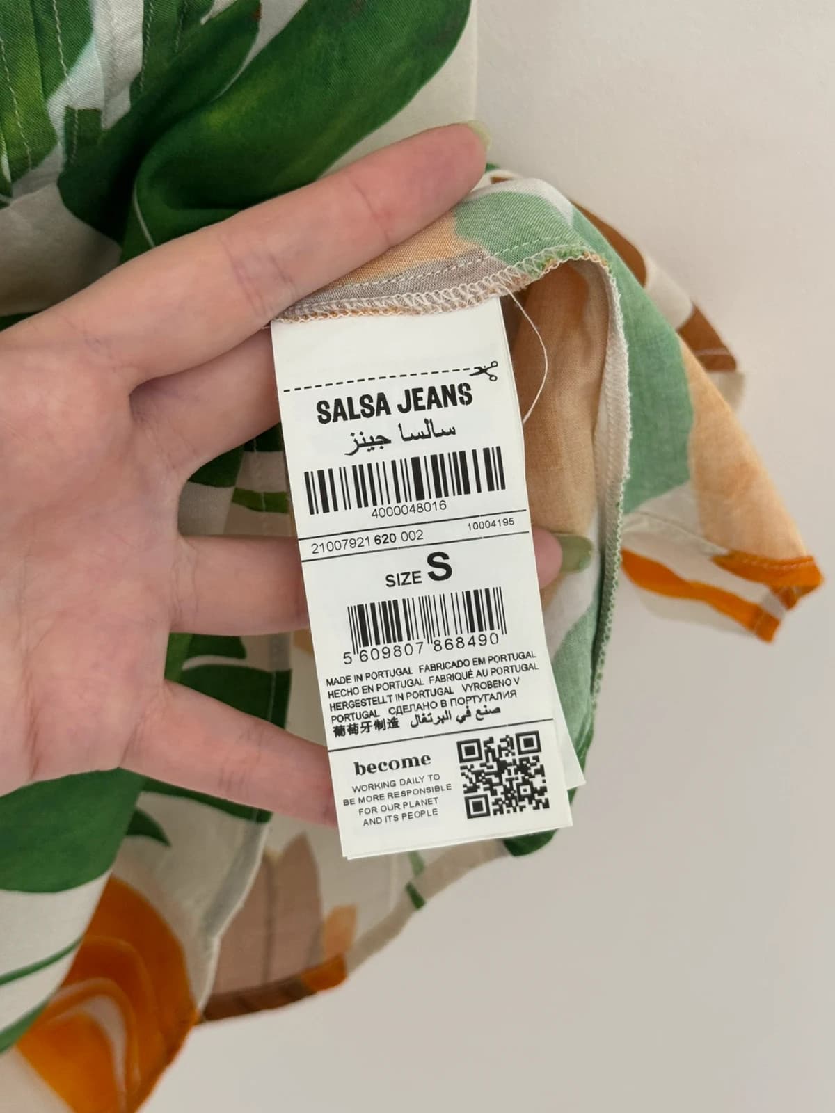 Top caraco Salsa Jeans floral vert orange bretelles réglables taille S - Photo 6/8