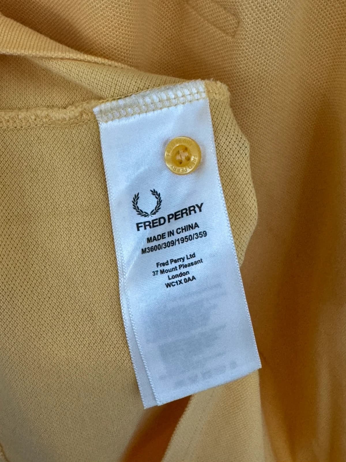 Polo piqué Fred Perry jaune liserés blancs logo brodé taille S - Photo 5/8