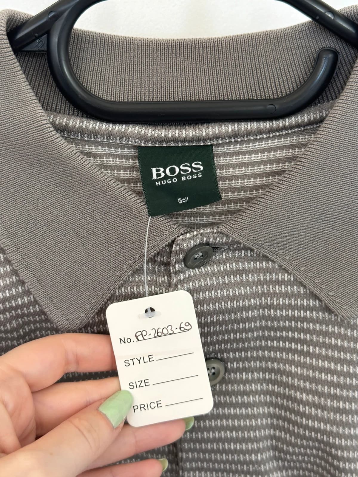 Polo golf Boss gris rayé taille L - FP260369 - Photo 5/7