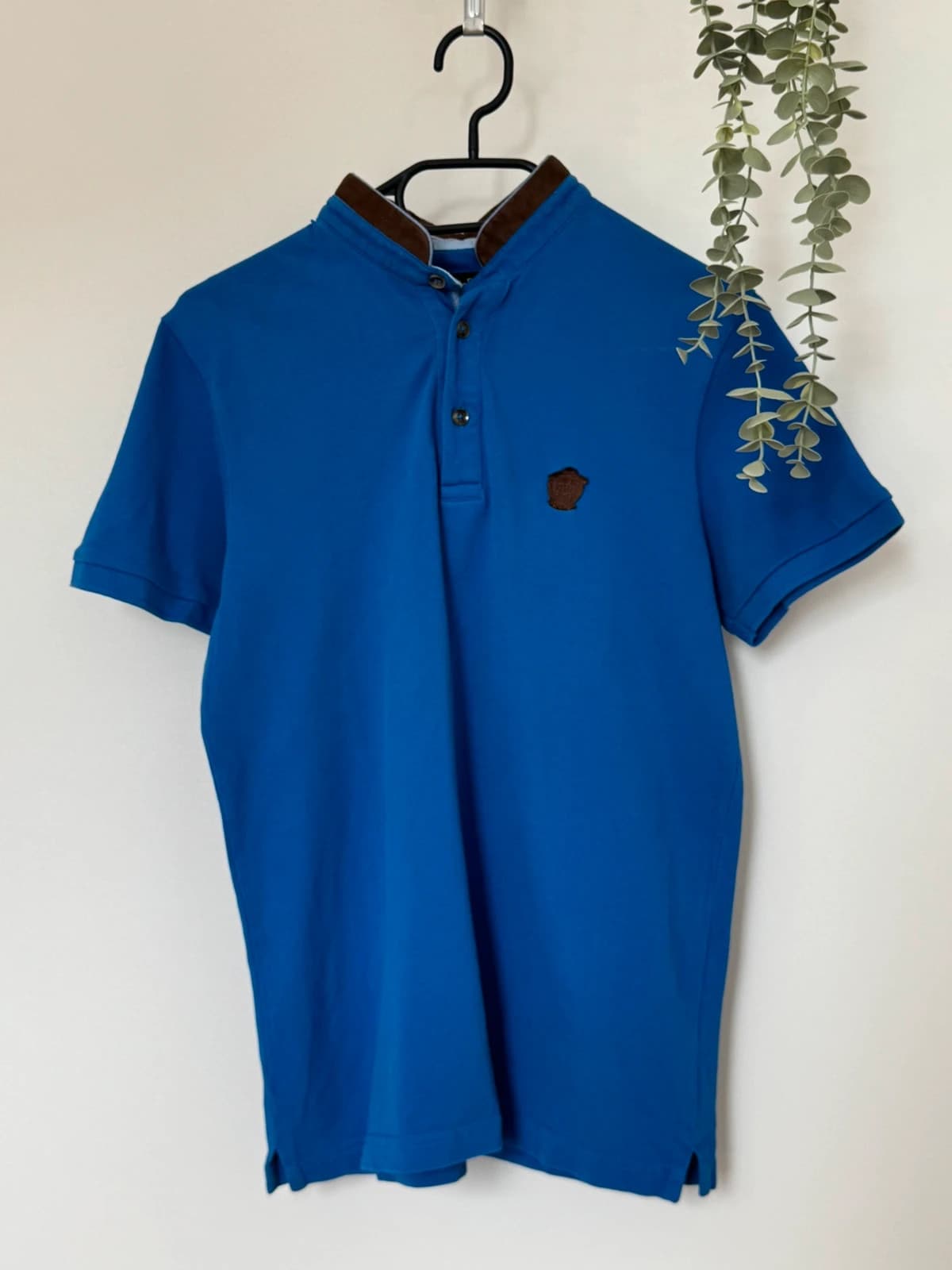 Polo piqué col Mao Massimo Dutti bleu col marron taille S - FP260356 - Photo 2/10