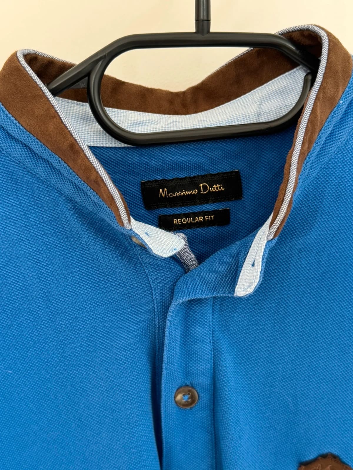 Polo piqué col Mao Massimo Dutti bleu col marron taille S - FP260356 - Photo 4/10