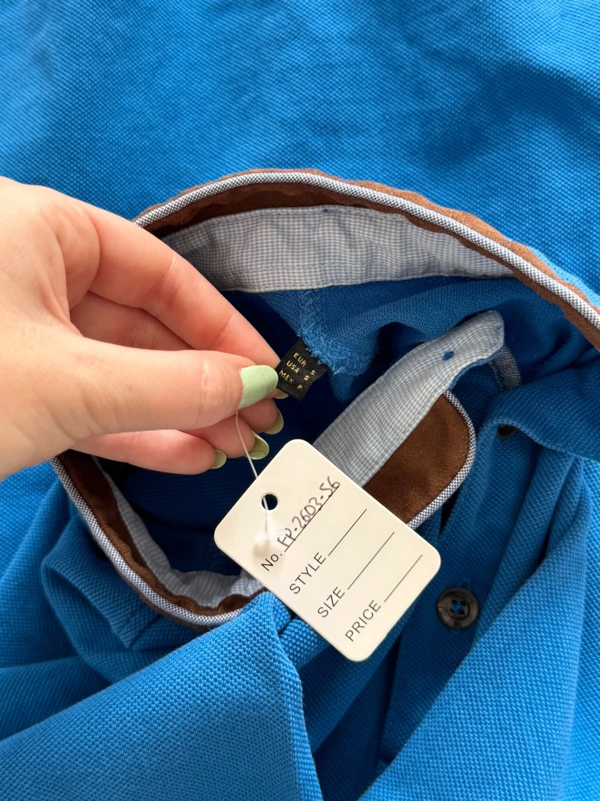 Polo piqué col Mao Massimo Dutti bleu col marron taille S - FP260356 - Photo 5/10