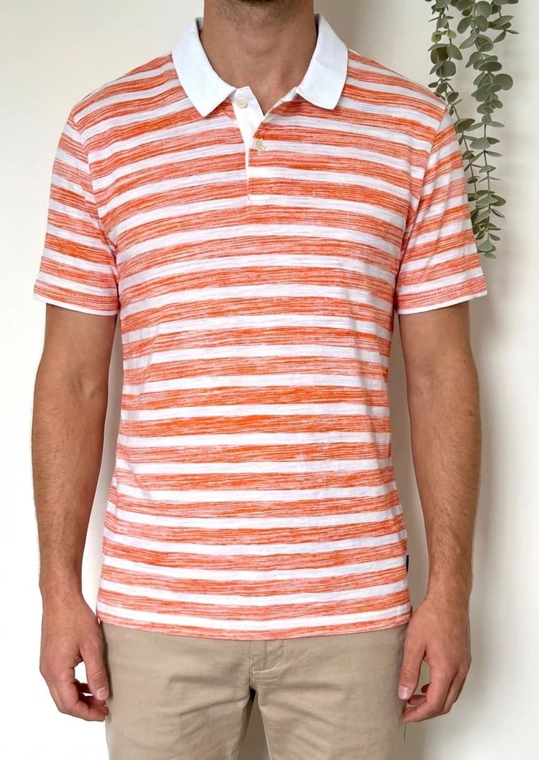 Polo regular fit Boss pima coton orange blanc rayé taille XXL - FP260361 - Photo 1/13
