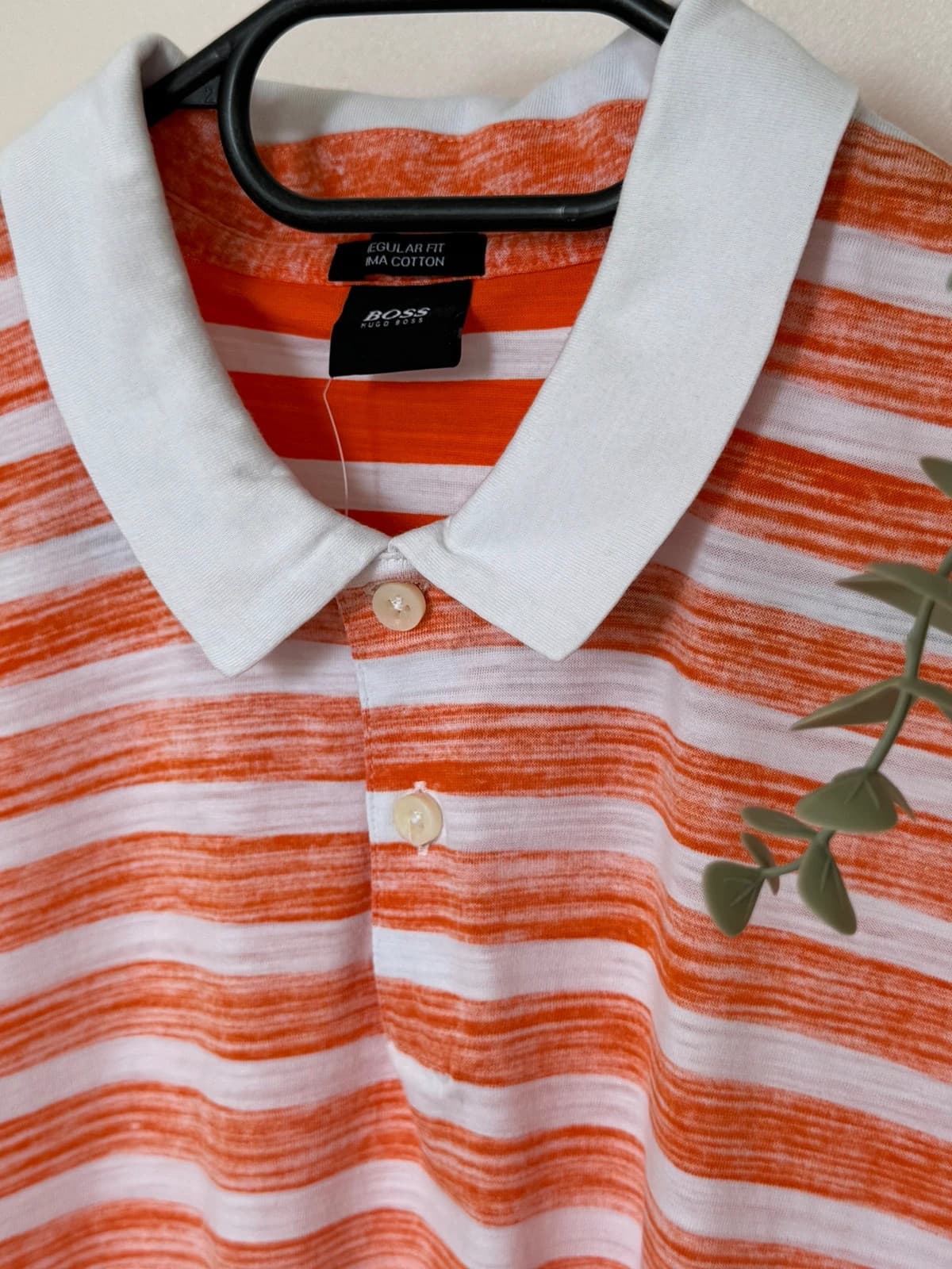 Polo regular fit Boss pima coton orange blanc rayé taille XXL - FP260361 - Photo 4/13