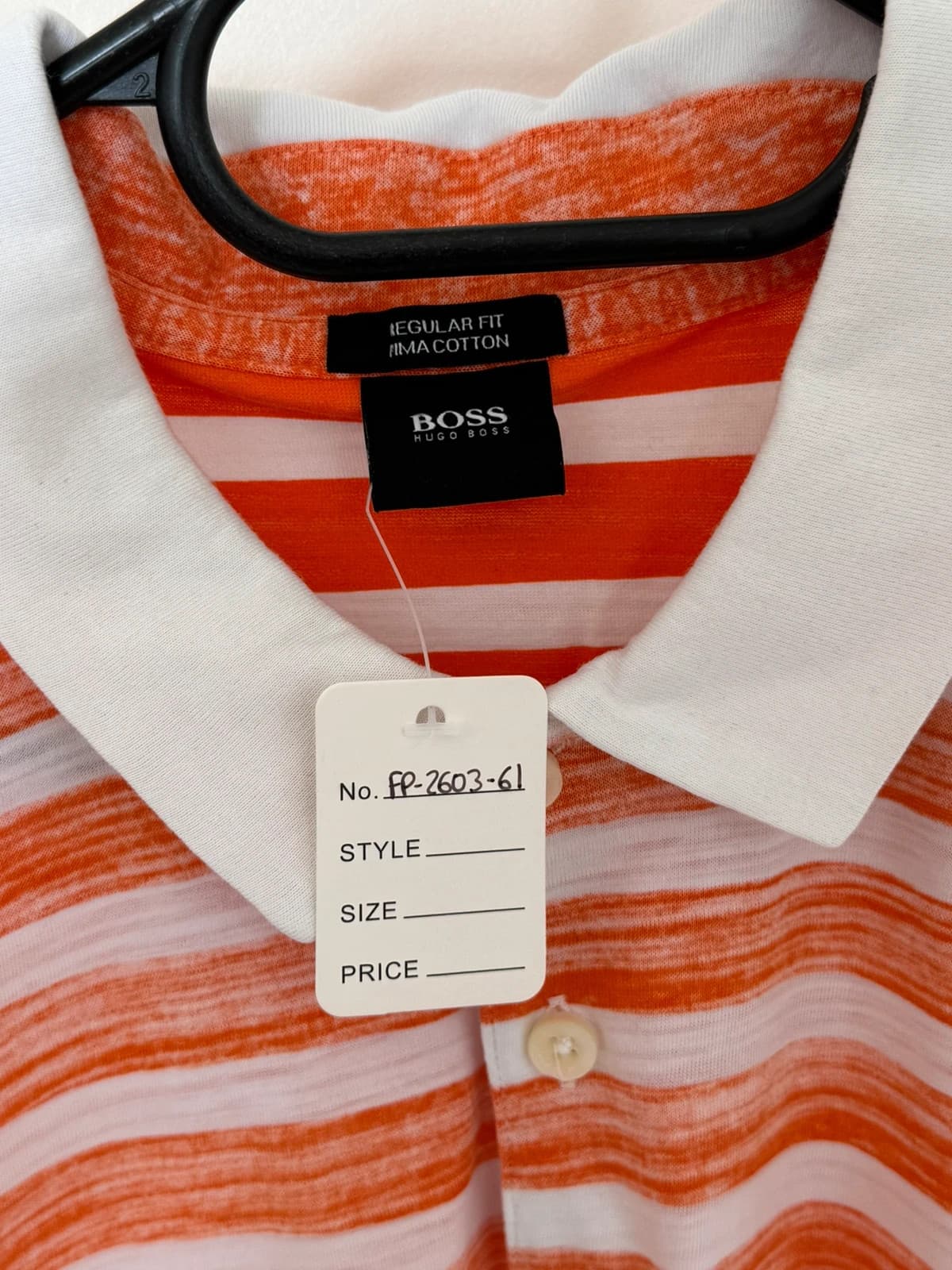 Polo regular fit Boss pima coton orange blanc rayé taille XXL - FP260361 - Photo 5/13