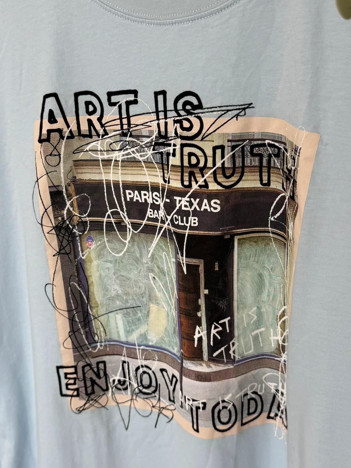 T-shirt Zadig Voltaire Ted Photoprint Paris Texas bleu ciel taille L - Photo 3/8