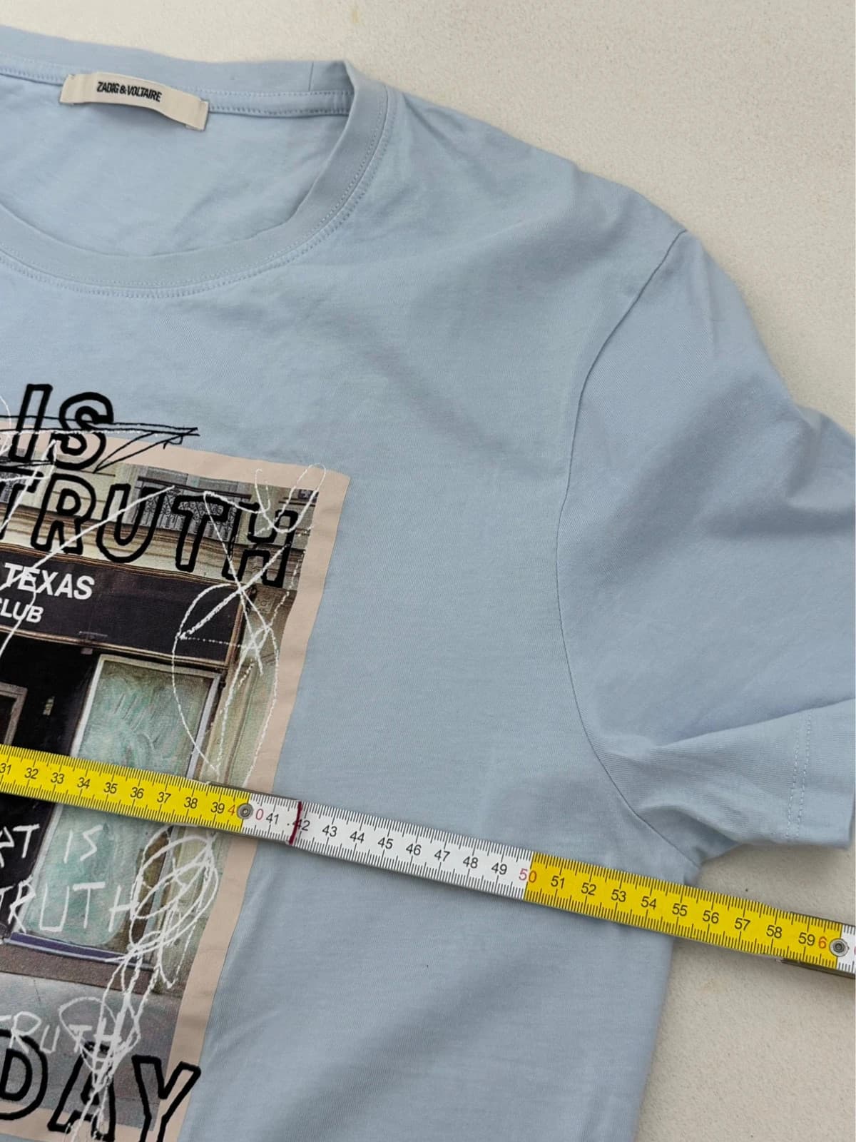 T-shirt Zadig Voltaire Ted Photoprint Paris Texas bleu ciel taille L - Photo 7/8