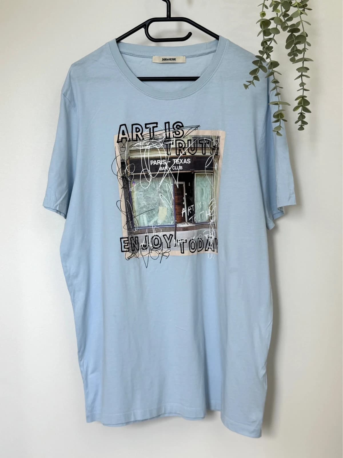 T-shirt Zadig Voltaire Ted Photoprint Paris Texas bleu ciel taille L - Photo 2/8