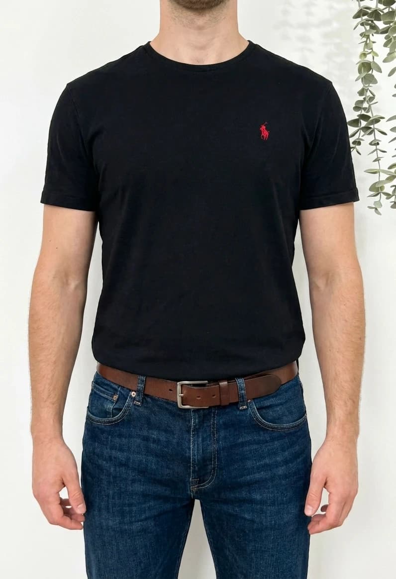 T-shirt Polo Ralph Lauren noir logo pony rouge taille XS - Photo 1/8