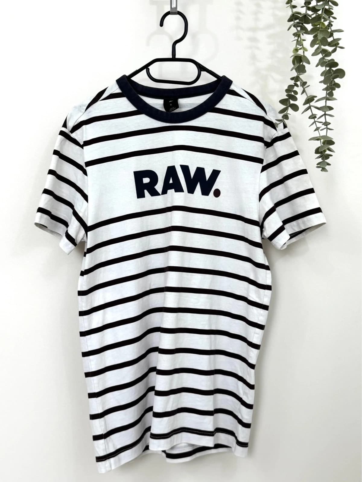 T-shirt G-Star Raw blanc rayé bordeaux logo poitrine marine taille S - Photo 2/8