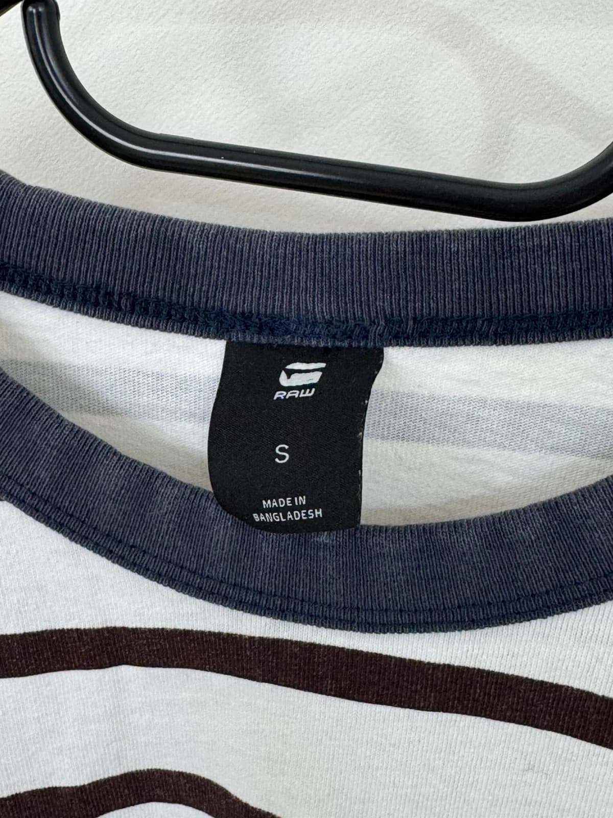 T-shirt G-Star Raw blanc rayé bordeaux logo poitrine marine taille S - Photo 4/8