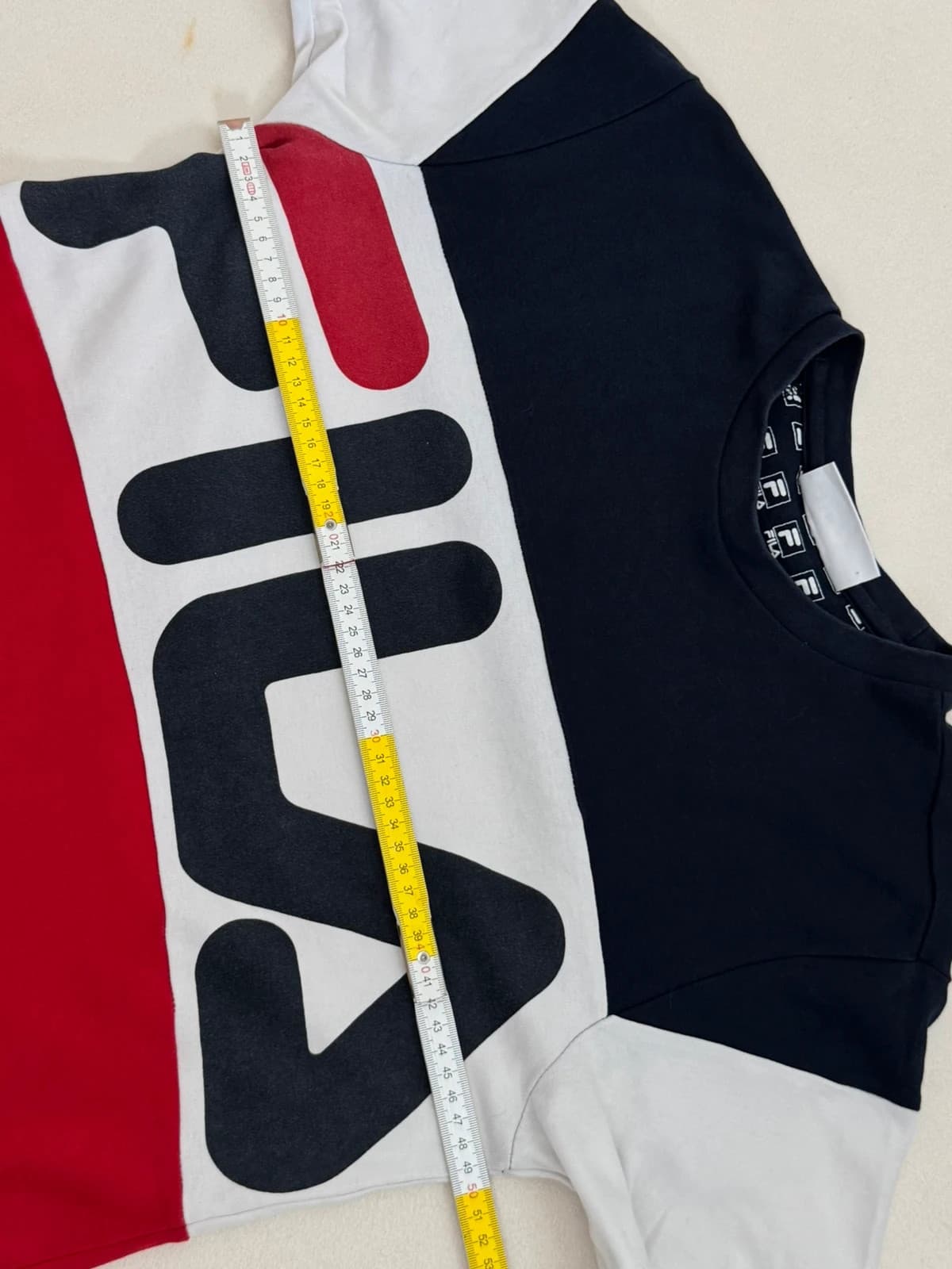 T-shirt Fila colorblock bleu blanc rouge grand logo taille S - Photo 8/8