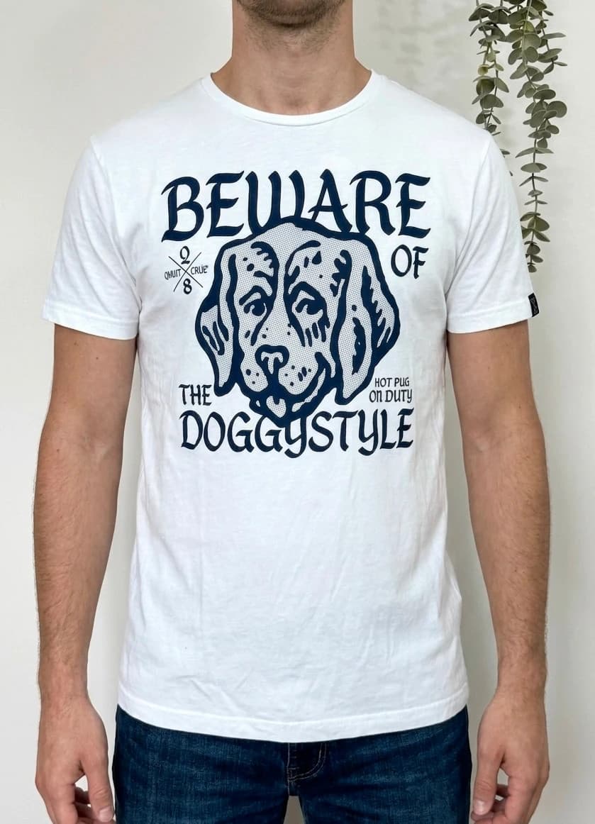 T-shirt Qhuit blanc imprimé chien taille M - SC260383 - Photo 1/8
