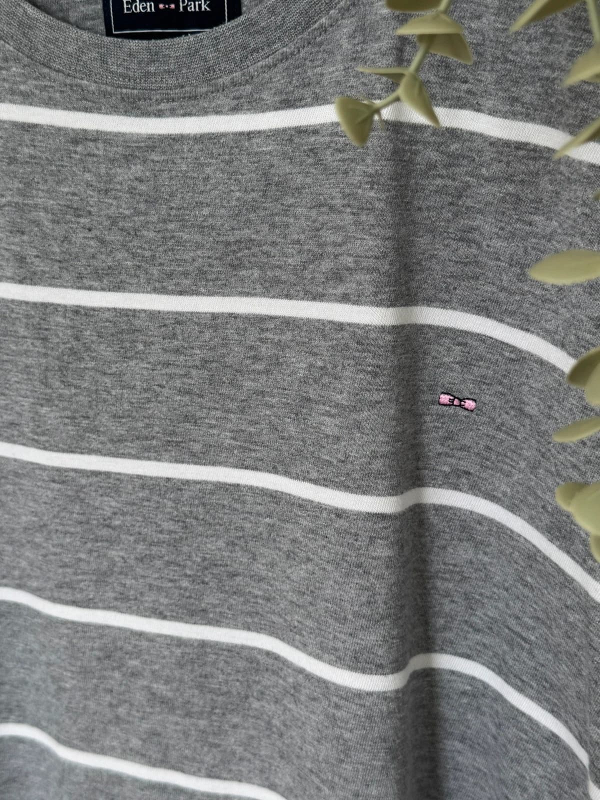 T-shirt Eden Park gris rayé logo nœud rose brodé taille 2XL - FP260330 - Photo 3/8