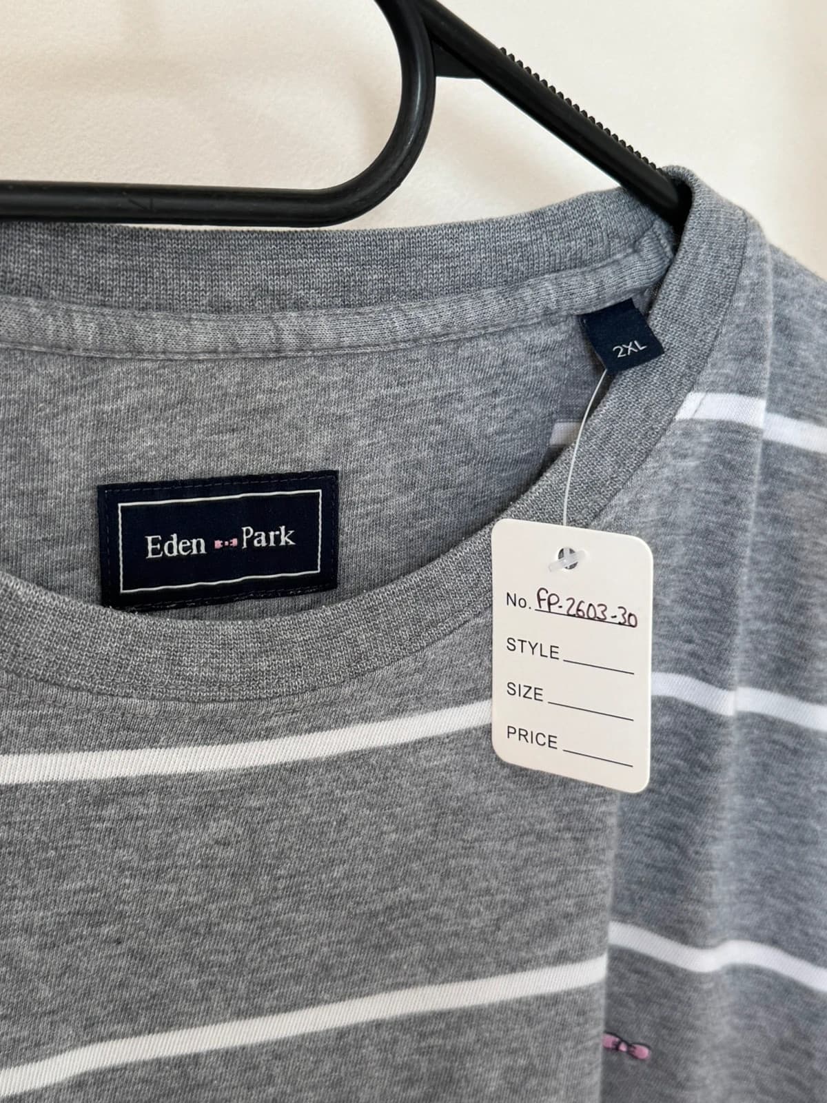 T-shirt Eden Park gris rayé logo nœud rose brodé taille 2XL - FP260330 - Photo 4/8