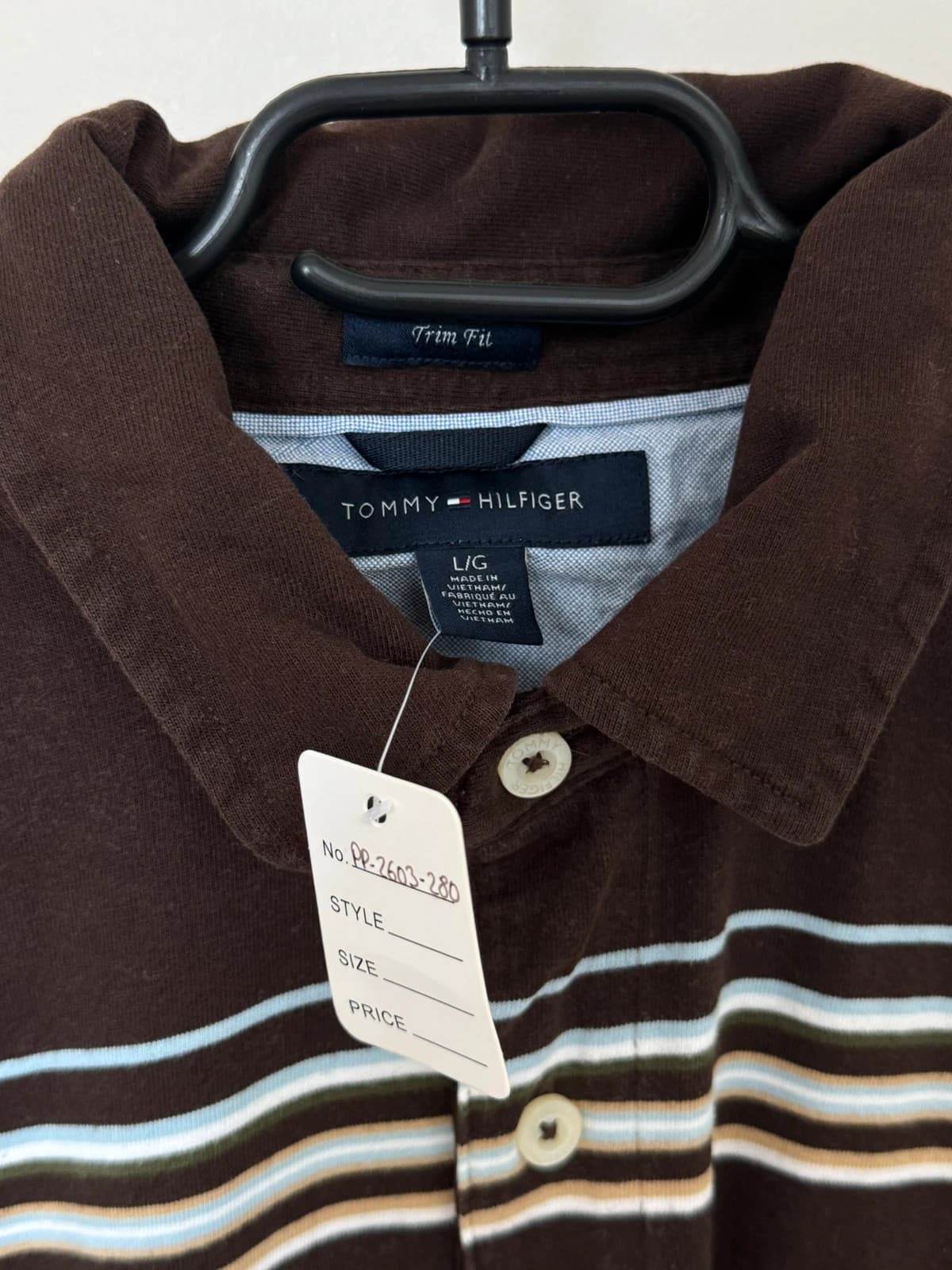 Polo coton trim fit Tommy Hilfiger marron rayé taille L - PP2603280 - Photo 3/9
