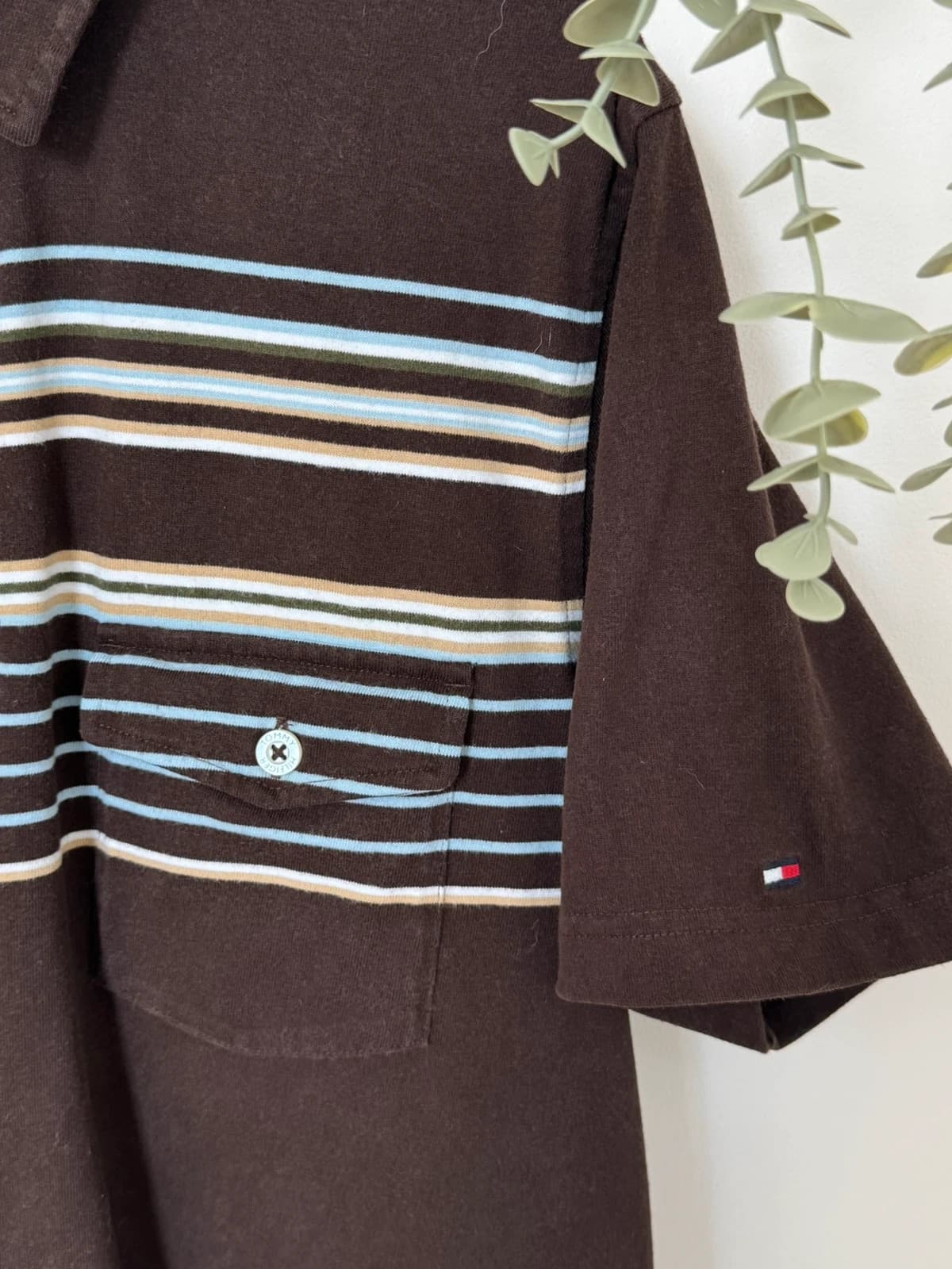 Polo coton trim fit Tommy Hilfiger marron rayé taille L - PP2603280 - Photo 7/9