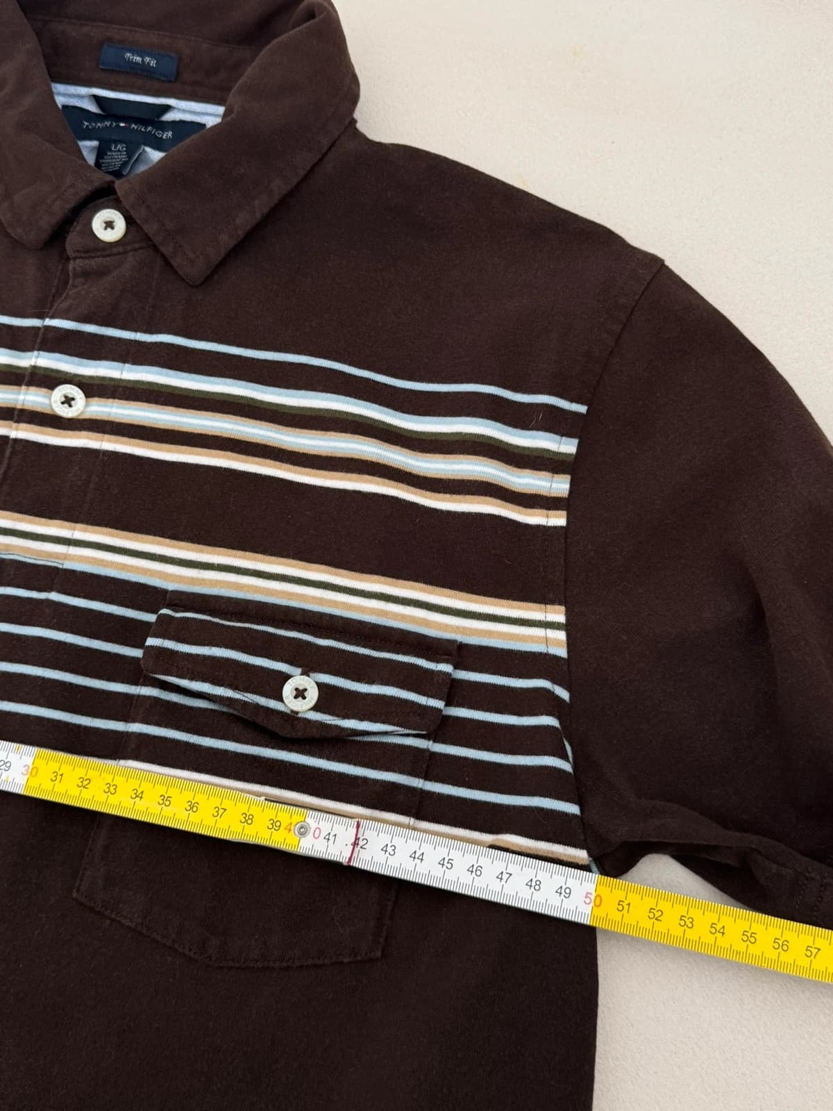 Polo coton trim fit Tommy Hilfiger marron rayé taille L - PP2603280 - Photo 8/9