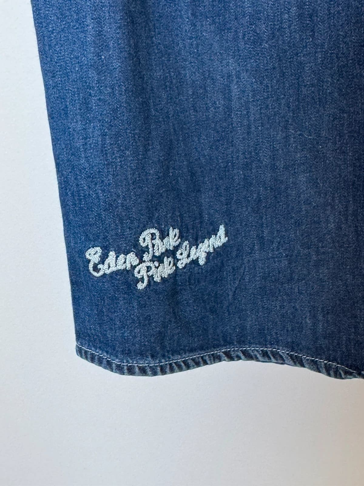 Chemise denim manches courtes Eden Park poche bleu logo brodé taille XL - Photo 3/10