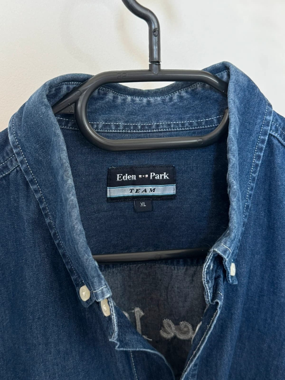 Chemise denim manches courtes Eden Park poche bleu logo brodé taille XL - Photo 5/10