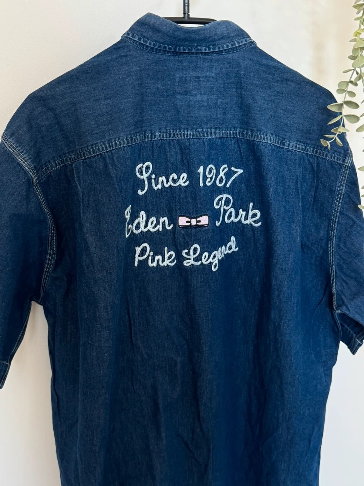 Chemise denim manches courtes Eden Park poche bleu logo brodé taille XL - Photo 7/10