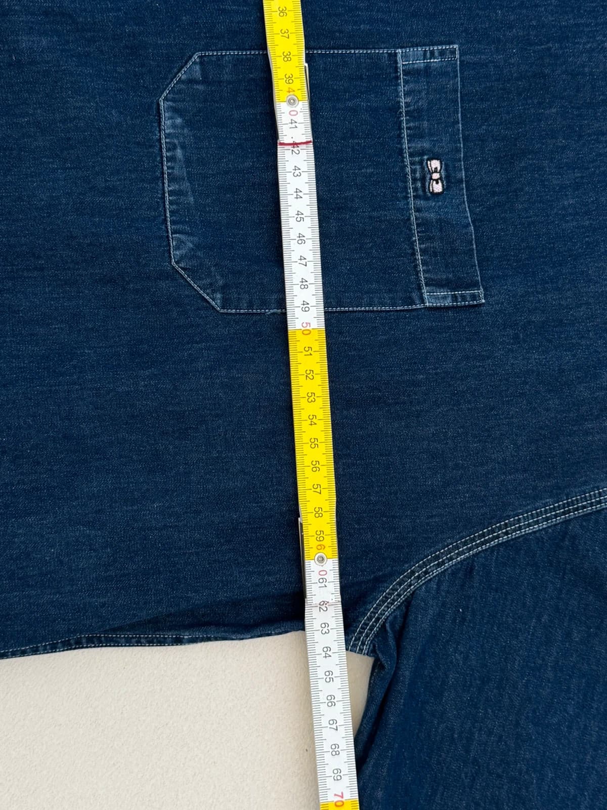 Chemise denim manches courtes Eden Park poche bleu logo brodé taille XL - Photo 9/10