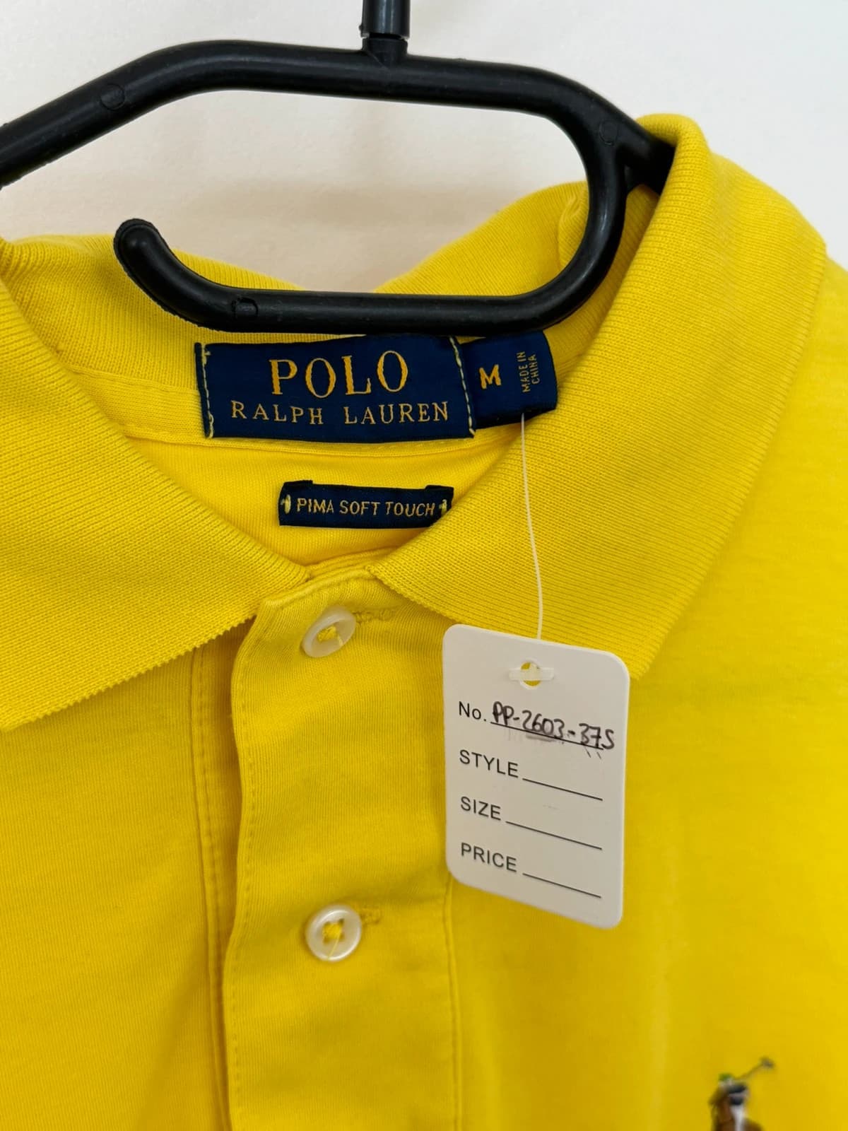 Polo Pima Soft Touch logo premium Polo Ralph Lauren jaune taille M - PP2603375 - Photo 5/10