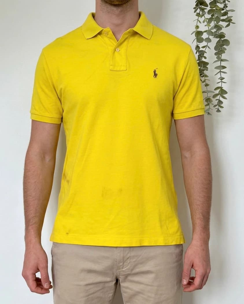 Polo Pima Soft Touch logo premium Polo Ralph Lauren jaune taille M - PP2603375 - Photo 1/10