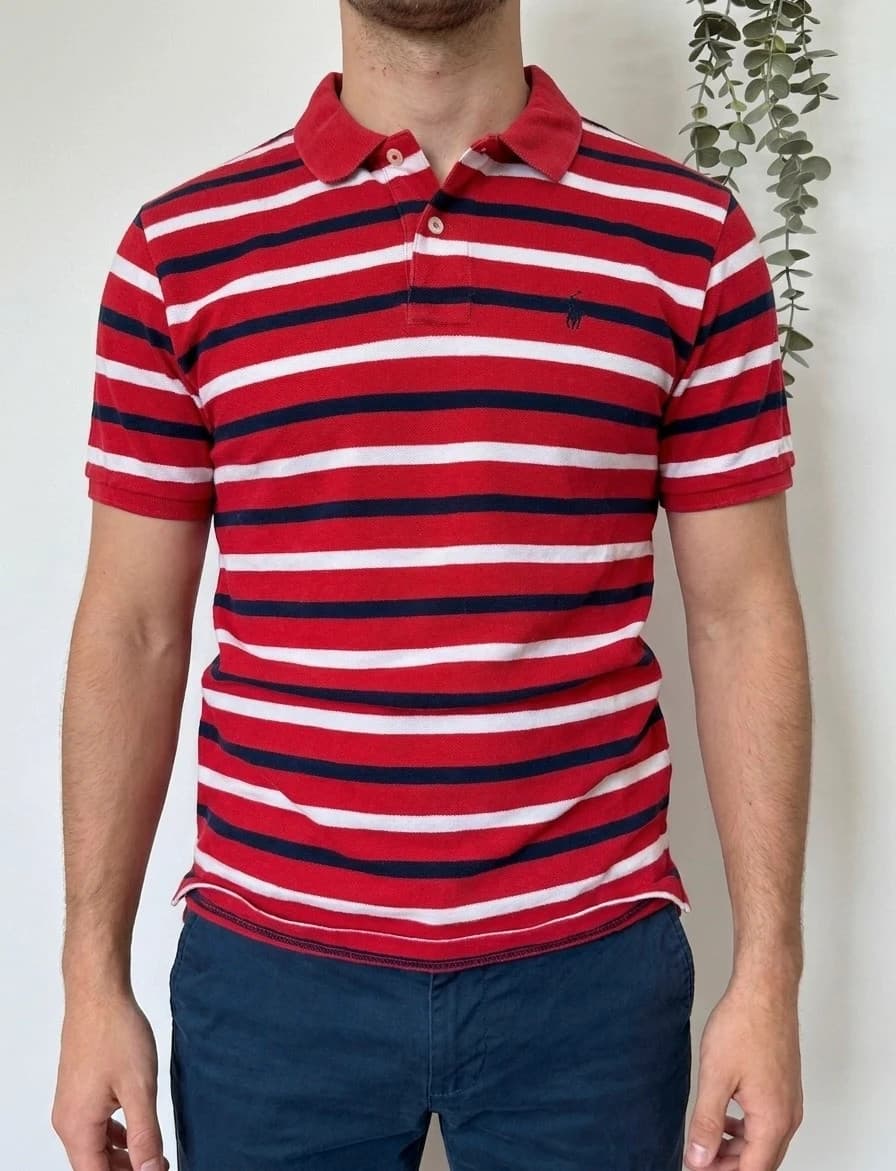 Polo piqué rayé Polo Ralph Lauren rouge taille 16-18/XS - PP2603320 - Photo 1/8