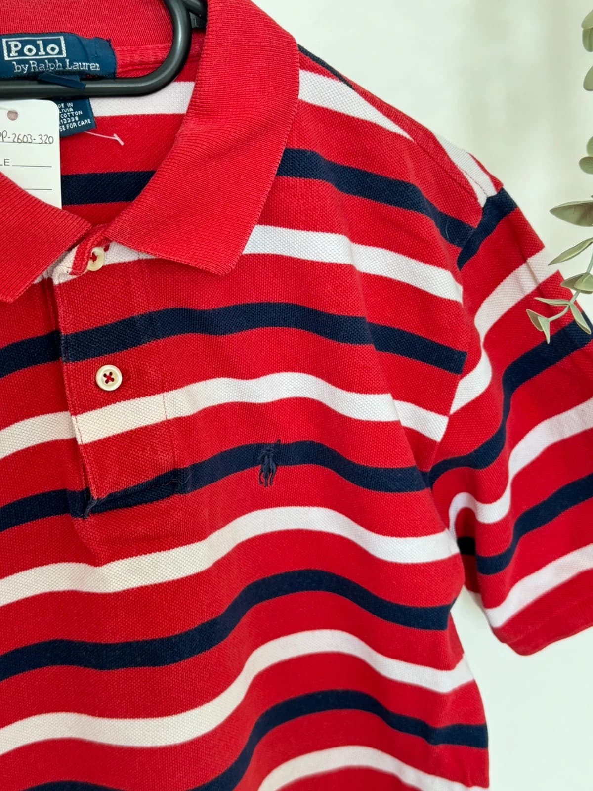 Polo piqué rayé Polo Ralph Lauren rouge taille 16-18/XS - PP2603320 - Photo 3/8