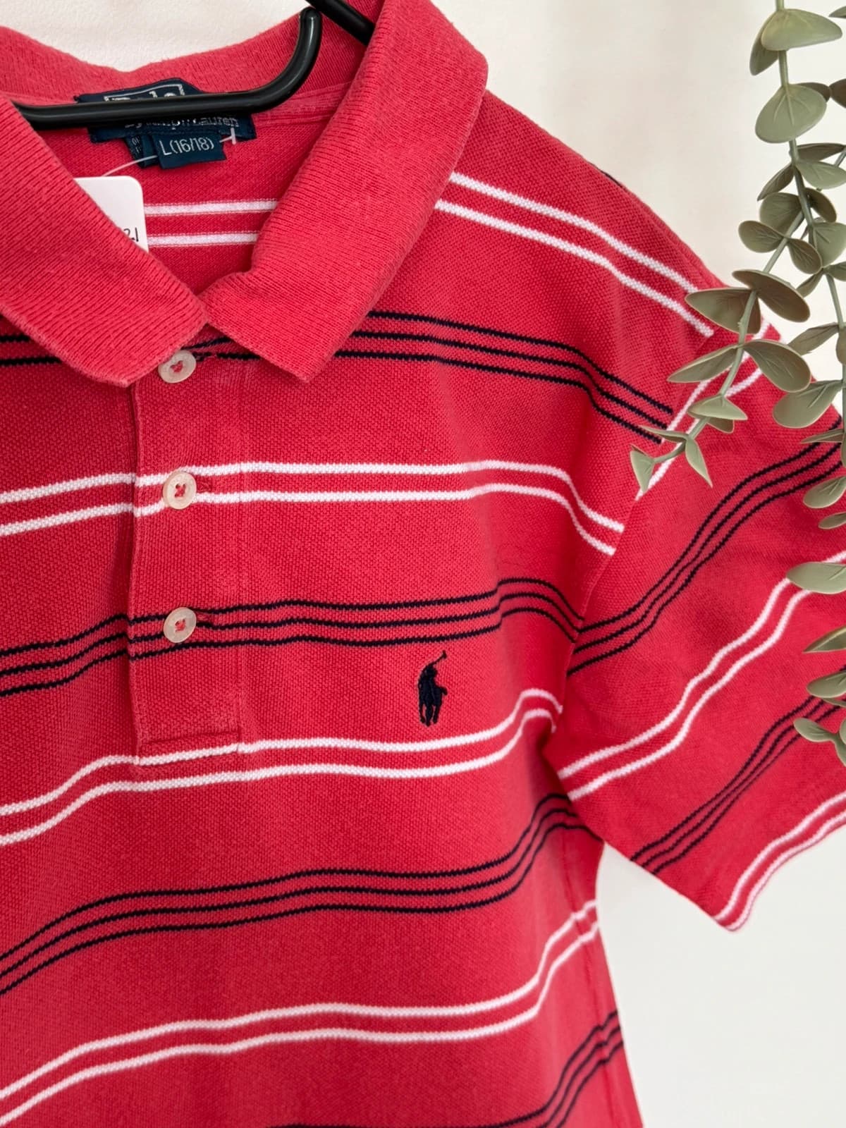Polo piqué rayé Polo Ralph Lauren rouge taille 16-18/XS - PP2603321 - Photo 3/7