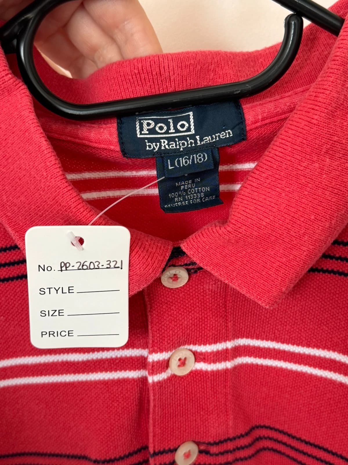 Polo piqué rayé Polo Ralph Lauren rouge taille 16-18/XS - PP2603321 - Photo 5/7