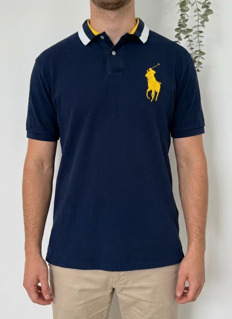 Polo piqué Big Pony jaune Polo Ralph Lauren bleu marine taille XL - PP2603401 - Photo 1/8
