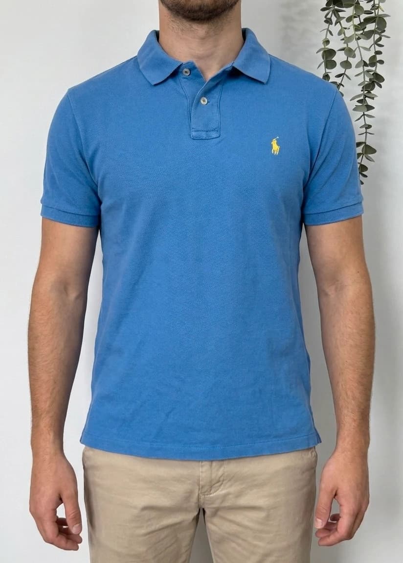 Polo piqué Polo Ralph Lauren bleu logo jaune taille 14-16/XS - PP2603313 - Photo 1/8