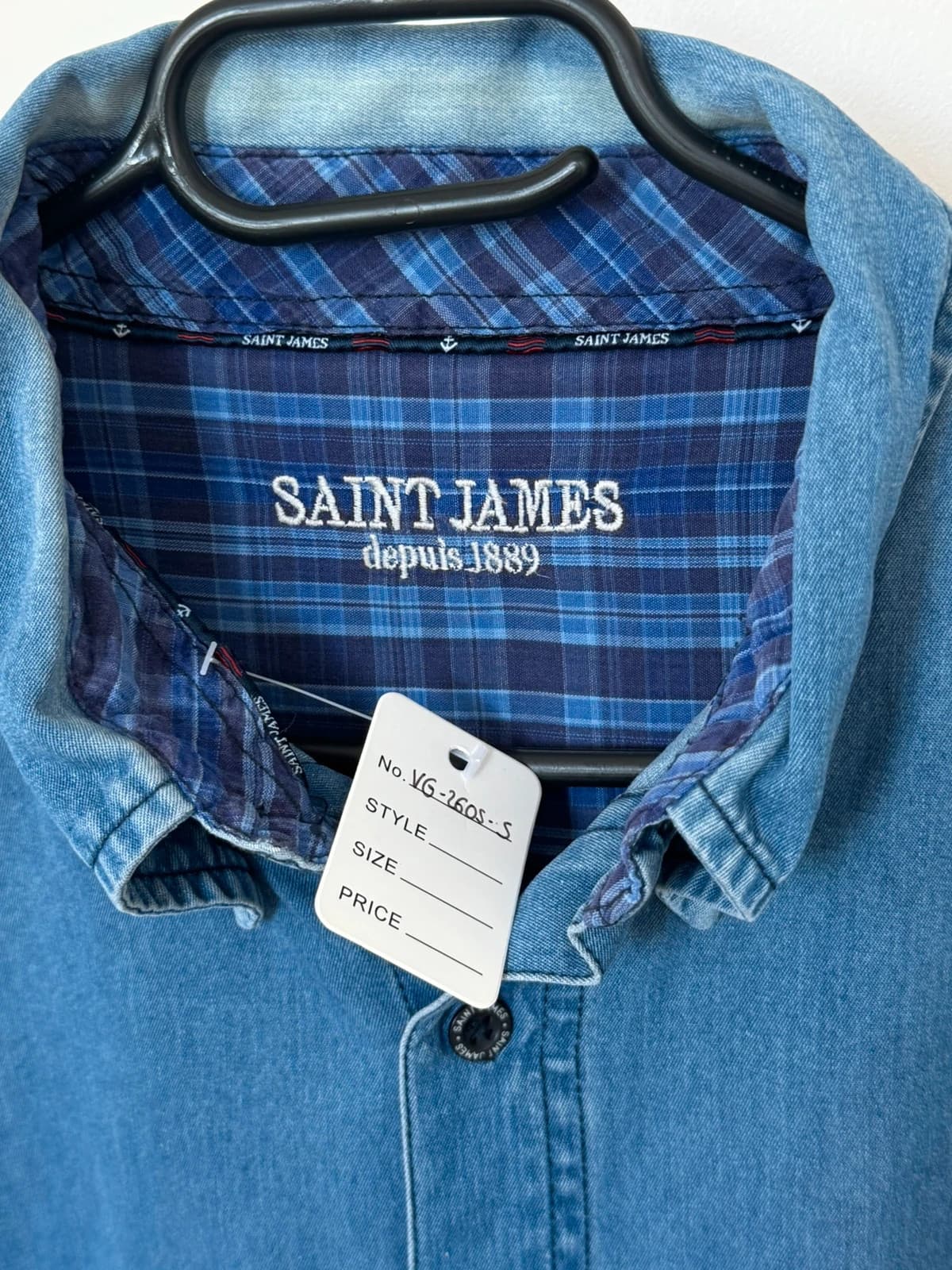 데님 셔츠 Saint James 블루 사이즈 L - VG26055 - 사진 5/10