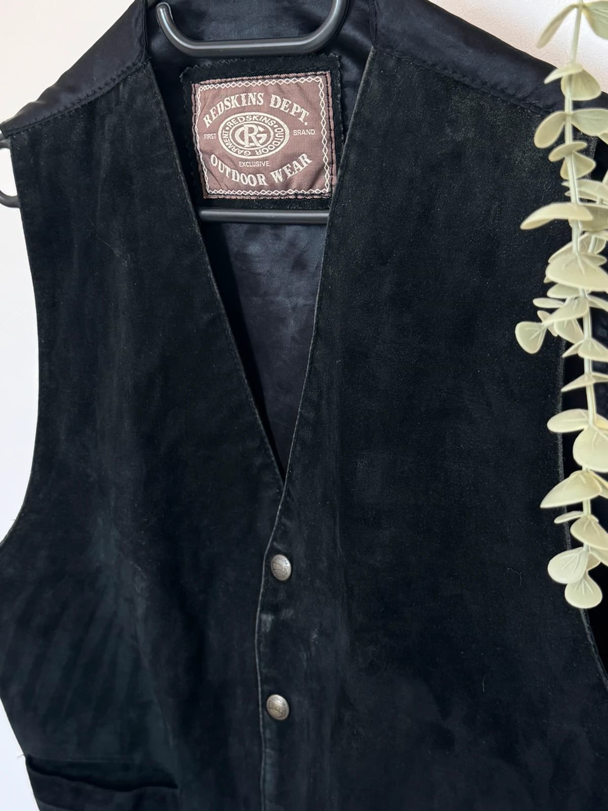 Gilet sans manches cuir suédé Redskins noir reflets vert foncé taille S - Photo 3/11