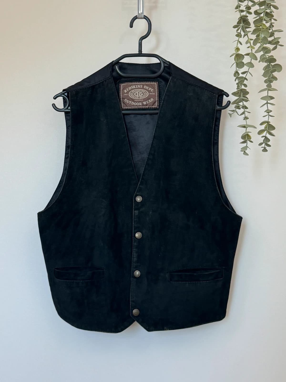 Gilet sans manches cuir suédé Redskins noir reflets vert foncé taille S - Photo 2/11