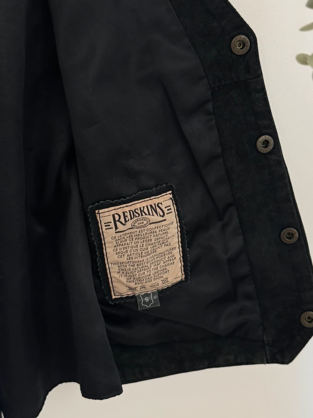 Gilet sans manches cuir suédé Redskins noir reflets vert foncé taille S - Photo 6/11