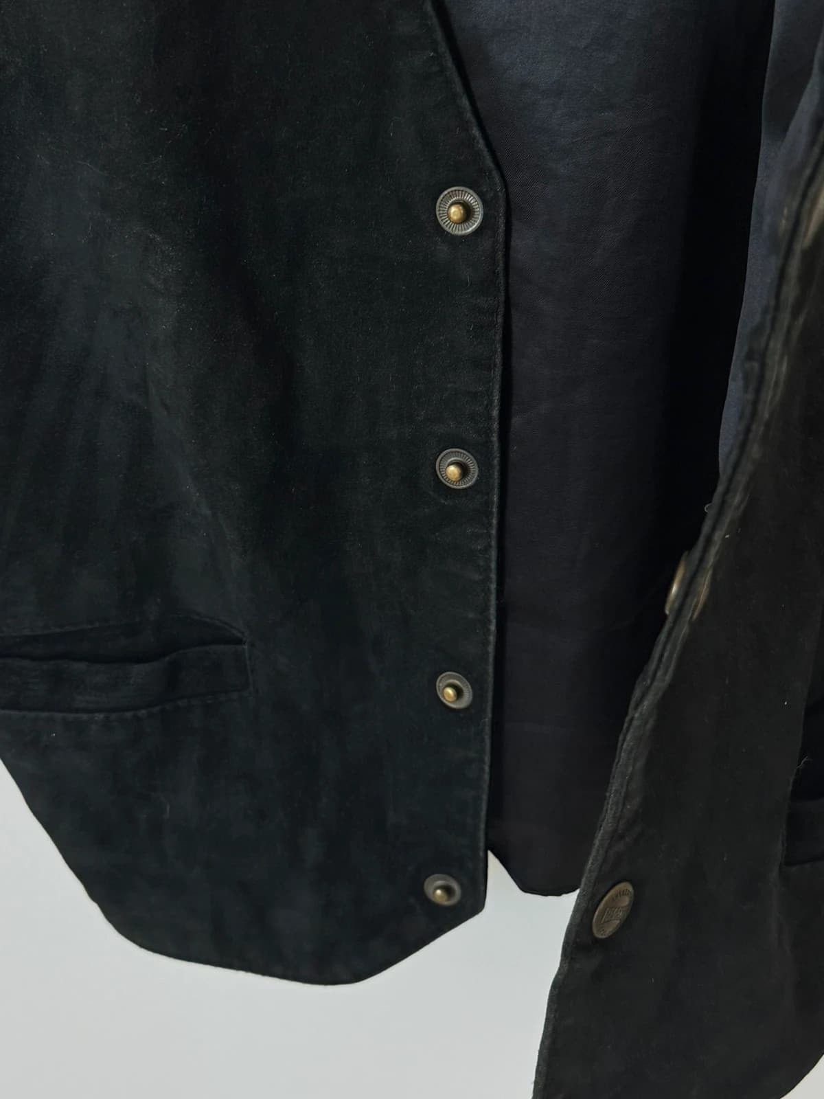 Gilet sans manches cuir suédé Redskins noir reflets vert foncé taille S - Photo 7/11