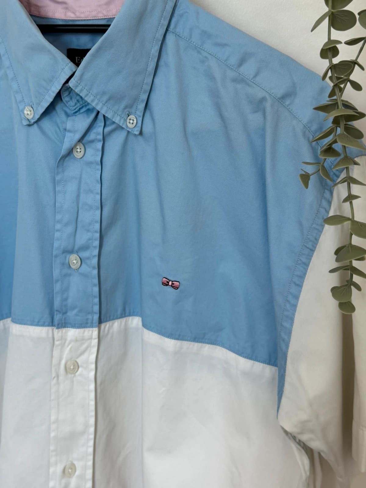 Chemise manches courtes Eden Park Team colorblock bleu blanc rose logo brodé taille M - VG26054 - Photo 3/10