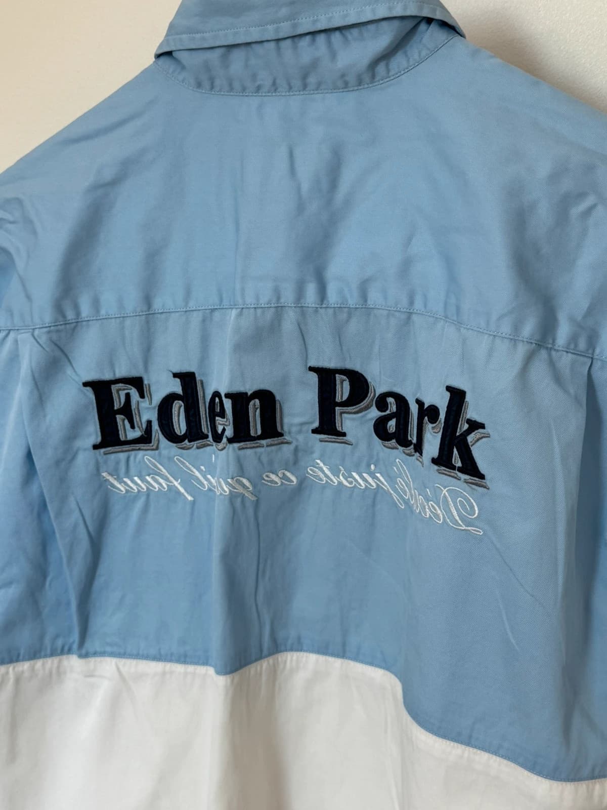 Chemise manches courtes Eden Park Team colorblock bleu blanc rose logo brodé taille M - VG26054 - Photo 7/10