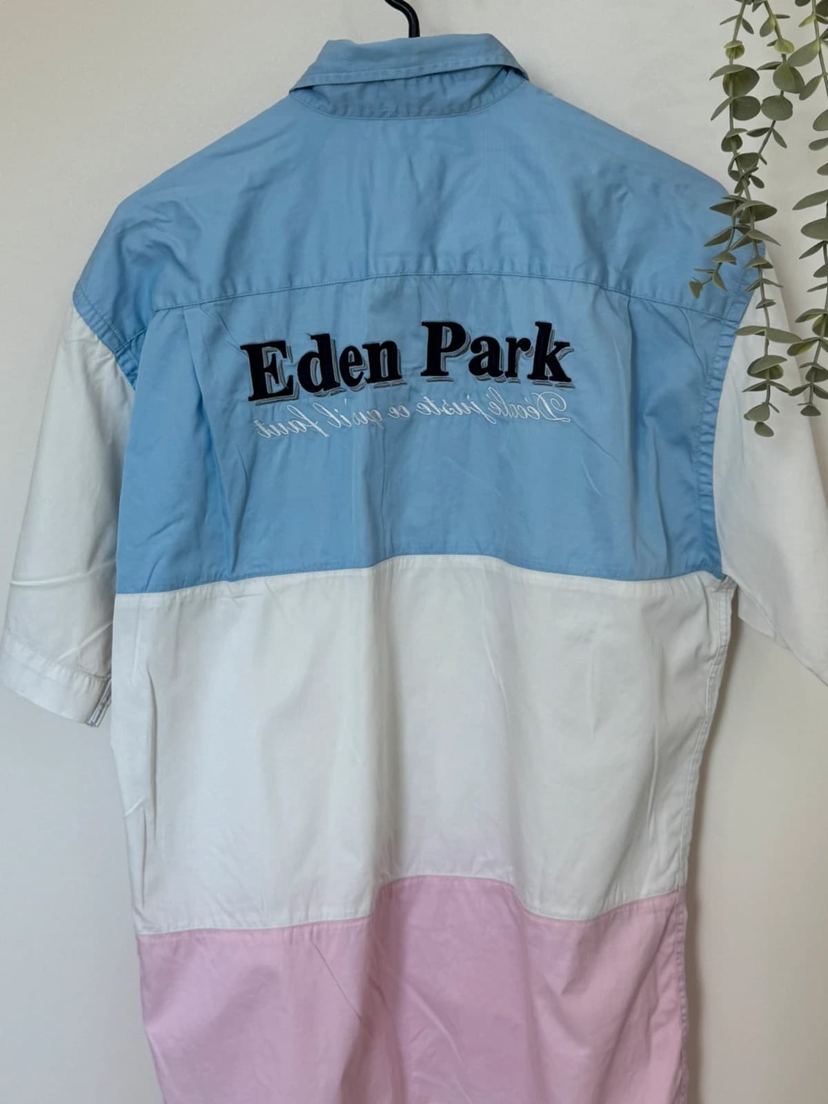 Chemise manches courtes Eden Park Team colorblock bleu blanc rose logo brodé taille M - VG26054 - Photo 8/10